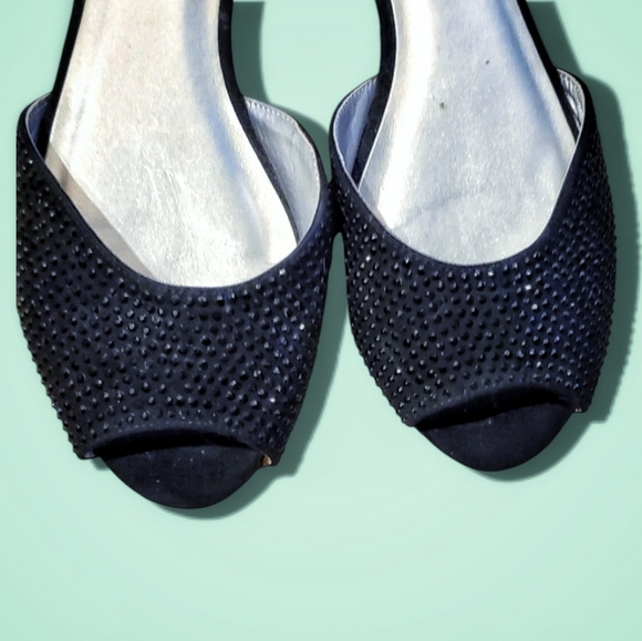 BONGO Black Rhinestone flats with open toe. Size 9.5 US. - Picture 2 of 6